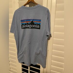 Patagonia T-Shirt Mens Blue Crew Neck Responsibili-Tee P-6 Logo  size L